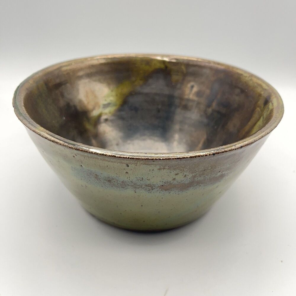 Studio Art Ceramic Bowl With Metallic Finish